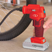 Load image into Gallery viewer, Sun Joe 24V-AJC-LTE-RED 24-Volt iON+ Cordless Portable Air Compressor Kit | W/ 2.0-Ah Battery, Charger, Storage Bag, and Nozzle Adapters (Red)