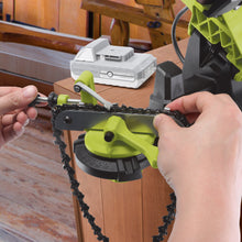 Load image into Gallery viewer, Sun Joe 24V-CSSHRP-LTE 24-Volt iON+ Cordless Mountable Chain Saw Sharpener Kit | W/ 2.0-Ah Battery and Charger