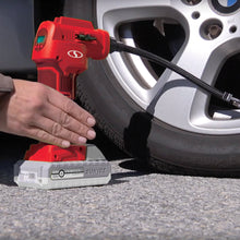 Load image into Gallery viewer, Sun Joe 24V-AJC-LTE-RED-RM 24-Volt iON+ Cordless Portable Air Compressor Kit with Nozzle Adapters, Automatic Digital Pressure Gauge, Built-in LED Light & Case, 2.0-Ah Battery and Charger (Red) (Certified Refurbished)