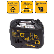 Load image into Gallery viewer, FIRMAN W01781 2100/1700 Watt Gas Recoil Start Inverter Generator with USB, cETL, CARB