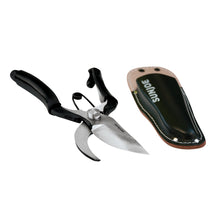 Load image into Gallery viewer, Sun Joe by Nisaku NJPSC1 Carbon Steel Pruner/Secateurs with Genuine Leather Holster and Non-Slip Grip

