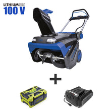 Load image into Gallery viewer, Sun Joe iON100V-POWERUP-BDL 100-Volt iONPRO POWERUP Bundle | W/ 100-Volt Snow Blower Kit, Lawn Mower, and Chainsaw
