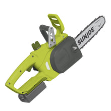 Load image into Gallery viewer, Sun Joe 20ViON-CS10-SJG 20-Volt iON Lithium Ion Chainsaw Kit | 10-Inch | W/ 2.0-Ah Battery and Charger
