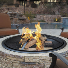 Load image into Gallery viewer, Sun Joe SJFP28-STN-CL 28-Inch Cast Stone Base, Wood Burning 24-Inch Fire Pit w/Dome Screen and Poker, Classic Stone
